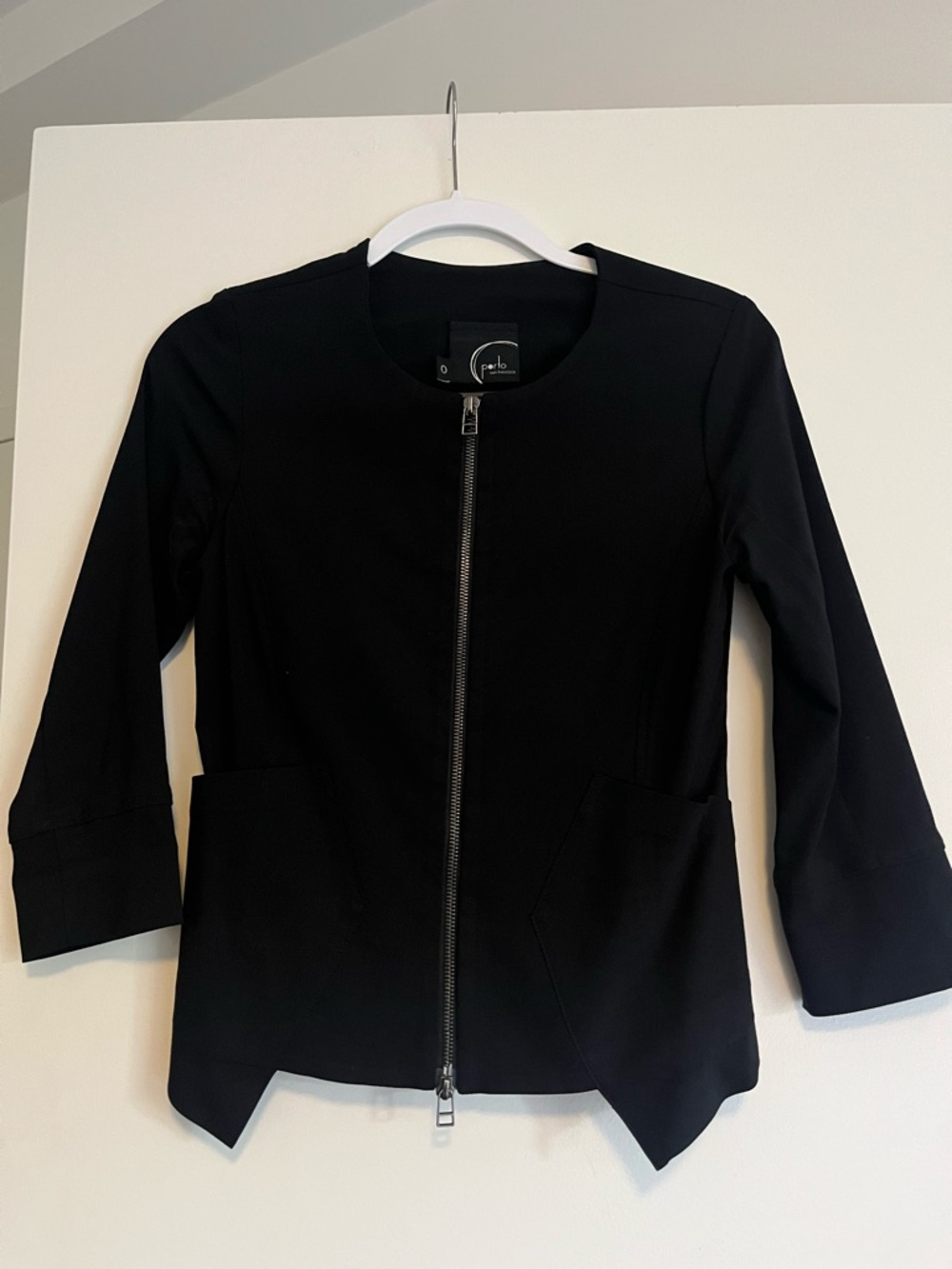 Black Zip-Front Women's Blazer Jacket by Porto